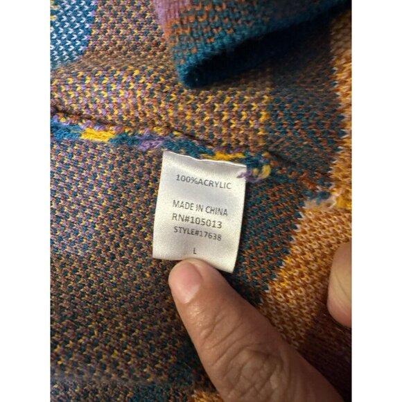 Savanna Jane Sweater Womens Colorful Aztec Open Front Waterfall Boho Size L - Picture 6 of 11